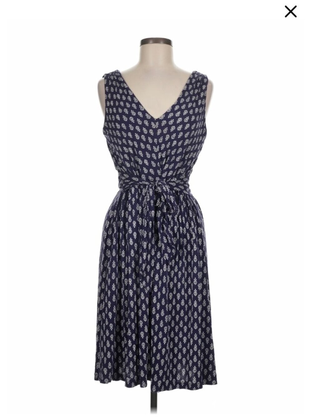 LOFT Navy Blue/Dark Purple Floral Tie-Waist Dress